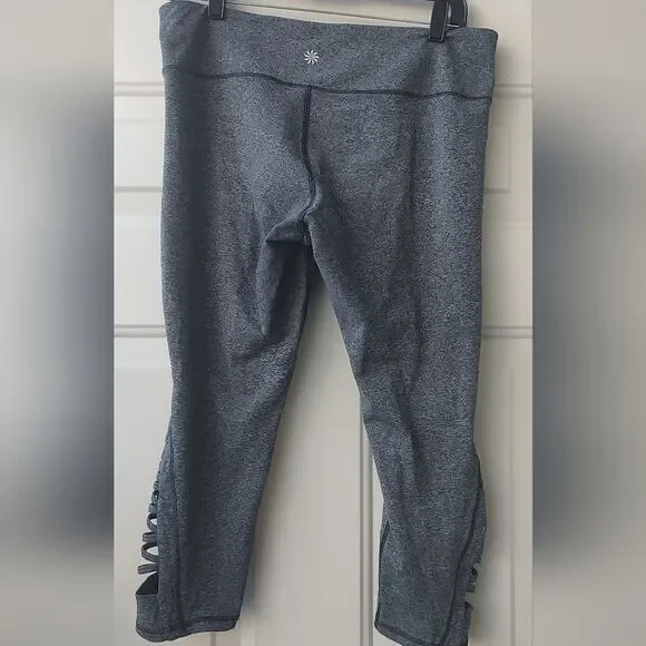 Athleta Women's Space Dye Chaturanga Capri Legging Criss Cross Gray Size L - Picture 3 of 9